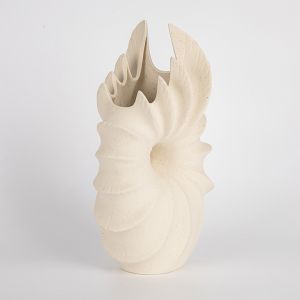 Ваза с керамична мида, бежова 15.5x11.8x27см