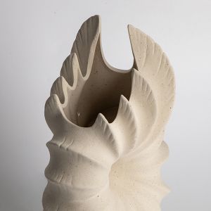 Ваза с керамична мида, бежова 15.5x11.8x27см