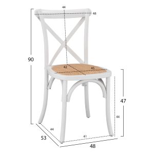 Vienna chair wood and rattan Whitehm8575,14 48x53x90cm