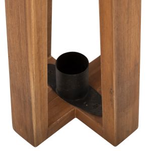Hanging lantern-candlestick with handles for hanging teak wood 24x24x50-61hcm Hm4276
