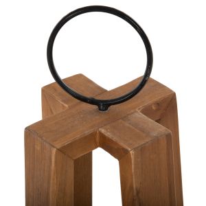 Hanging lantern-candlestick with handles for hanging teak wood 24x24x50-61hcm Hm4276
