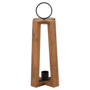 Hanging lantern-candlestick with handles for hanging teak wood 24x24x50-61hcm Hm4276
