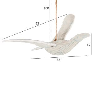 Hanging ceiling decoration seagull Hm4302 albasia wood color white with blue 93x62x12-100hcm