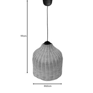 Hanging ceiling lamp Ziquel natural materials D60x99cm