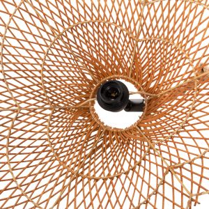 Hanging lamp pendant for ceiling made of natural rattan mesh, rope, boho style, D97χ146hcm Hm11926