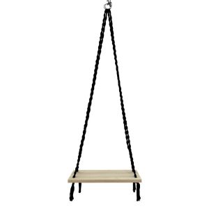 Hanging swing Fl620 with wooden seat, black color 50x20x2cm