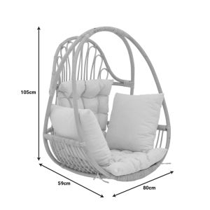 Hanging swing Jorg natural rattan-cream cushion 80x59x105cm