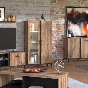 Витрина Corsica 2k Vs1 Flagstaff дъб-черен 84,5x35x153cm