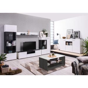 Витрина Enzo 1k Vs White-black Grey Wood-white Lacquer 58*35*190