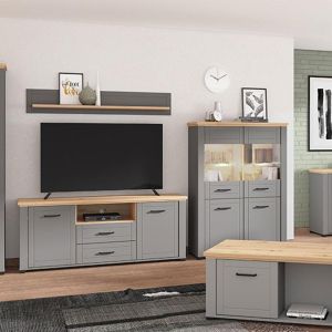 Showcase Valencia 2k Vs2 in gray-craft color oak-gray matte foil size 103.5*41*143cm