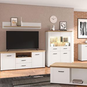 Showcase Valencia 2k Vs2 in white-craft oak-white matte foil size 103.5*41*143cm