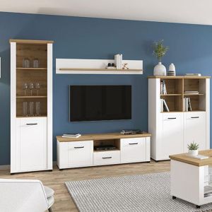 Showcase Valencia Pop 1k in white-craft oak color-white matte foil, dimensions 60.5*41*194.5cm