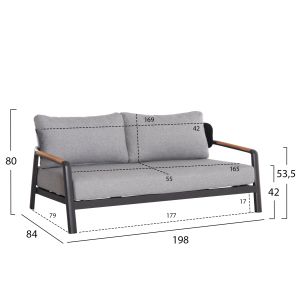 Outdoor set 4pcs Elara Hm6195.01 dark gray aluminum-gray olefin-teak
