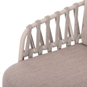 Outdoor set 4pcs Sabo Hm6208.02 creamy white aluminum-beige rope-natural teak wood