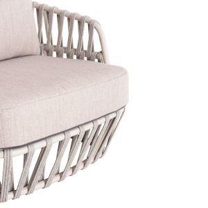 Outdoor set 4pcs Sabo Hm6208.02 creamy white aluminum-beige rope-natural teak wood