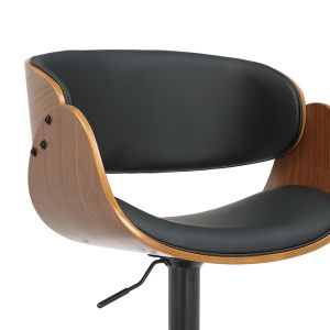 Joy Hadley swivel bar stool, black eco-leather and black metal stand