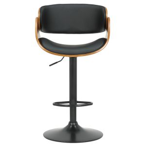 Joy Hadley swivel bar stool, black eco-leather and black metal stand