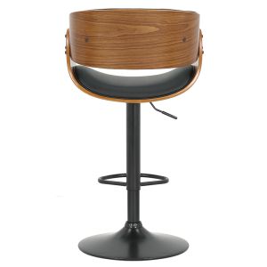 Joy Hadley swivel bar stool, black eco-leather and black metal stand