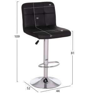 Swivel bar stool Diana Hm202.21 black Pu--chrome metal 44x52x109hcm.