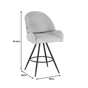 Morea bar stool with black metal legs, mint color, 68x66x82.5cm
