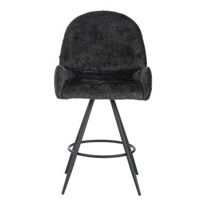 Morea boucle swivel bar stool in black with black metal legs 68x66x82.5cm
