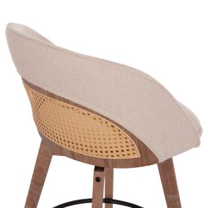 Въртящ се бар стол Riki Hm18253.01 с дървени крака - бежов плат 51x53x94всм.