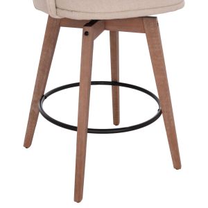 Въртящ се бар стол Riki Hm18253.01 с дървени крака - бежов плат 51x53x94всм.