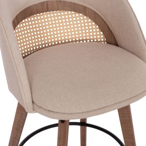 Въртящ се бар стол Riki Hm18253.01 с дървени крака - бежов плат 51x53x94всм.