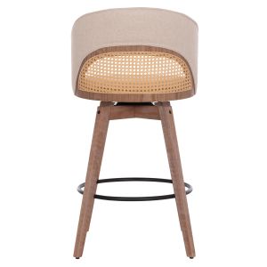 Въртящ се бар стол Riki Hm18253.01 с дървени крака - бежов плат 51x53x94всм.