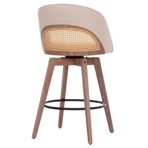 Въртящ се бар стол Riki Hm18253.01 с дървени крака - бежов плат 51x53x94всм.