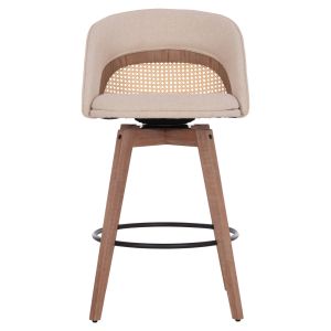 Въртящ се бар стол Riki Hm18253.01 с дървени крака - бежов плат 51x53x94всм.