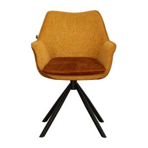 Swivel chair Fl5064 with metal legs and yellow fabric 62x61.5x84cm