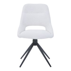 Swivel chair Luciano I in beige fabric-black metal leg 52.5x54x85cm