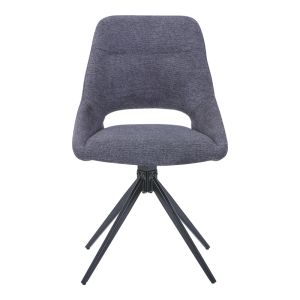 Swivel chair Luciano I in anthracite-black damask metal leg 52.5x54x85cm