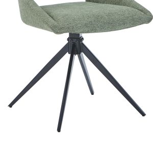 Luciano I swivel chair in green damask-black metal leg 52.5x54x85cm