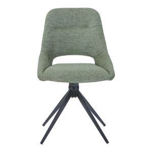 Luciano I swivel chair in green damask-black metal leg 52.5x54x85cm