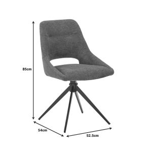 Luciano I swivel chair in gray fabric-black metal leg 52.5x54x85cm