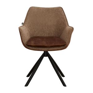 Swivel armchair 5064 with metal legs and brown fabric 62x61.5x84cm