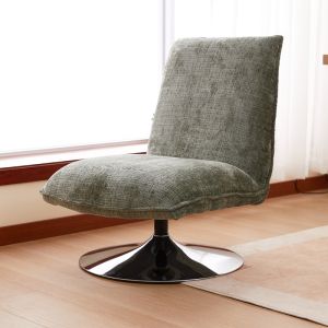Swivel chair-armchair Remona green fabric-chrome legs 63x80x80cm
