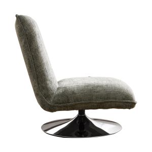 Swivel chair-armchair Remona green fabric-chrome legs 63x80x80cm