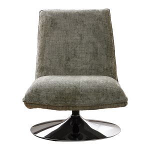 Swivel chair-armchair Remona green fabric-chrome legs 63x80x80cm