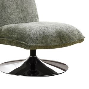 Swivel chair-armchair Remona green fabric-chrome legs 63x80x80cm