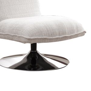 Swivel chair-armchair Remona cream damask-chrome legs 63x80x80cm
