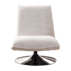 Swivel chair-armchair Remona cream damask-chrome legs 63x80x80cm