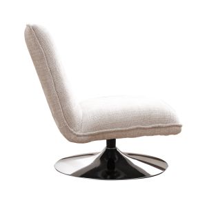 Swivel chair-armchair Remona cream damask-chrome legs 63x80x80cm