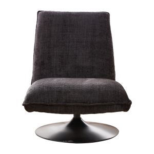 Swivel chair-armchair Remona dark gray fabric-black metal 63x80x80cm
