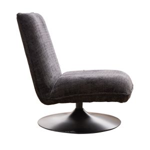 Swivel chair-armchair Remona dark gray fabric-black metal 63x80x80cm