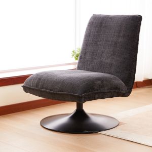 Swivel chair-armchair Remona dark gray fabric-black metal 63x80x80cm