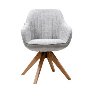 Swivel dining chair Fl23a beige fabric with wooden legs 63x58x82cm
