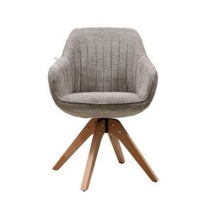 Swivel dining chair Fl23a brown fabric with wooden legs 63x58x82cm
